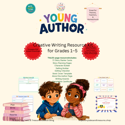 Young Author Creative Writing Kit – Printable PDF Workbook for Grades 1–5 – Homeschool & Classroom – Instant Download