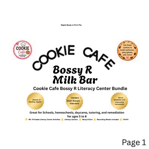 Cookie Cafe Bossy R Literacy Center Bundle – Printable R-Controlled Vowels Phonics Activities for Grades K–2 – Instant PDF Download