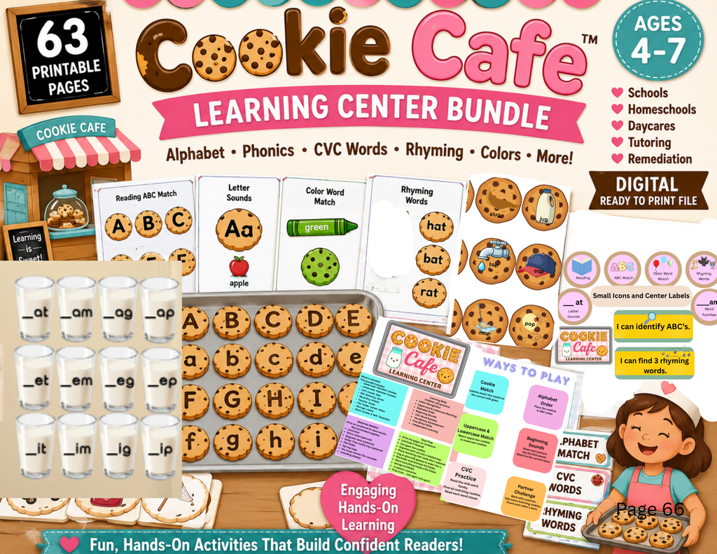 Cookie Cafe™ Learning Center Bundle – Printed, Cut & Ready to Teach | Pre-K to 1st Grade