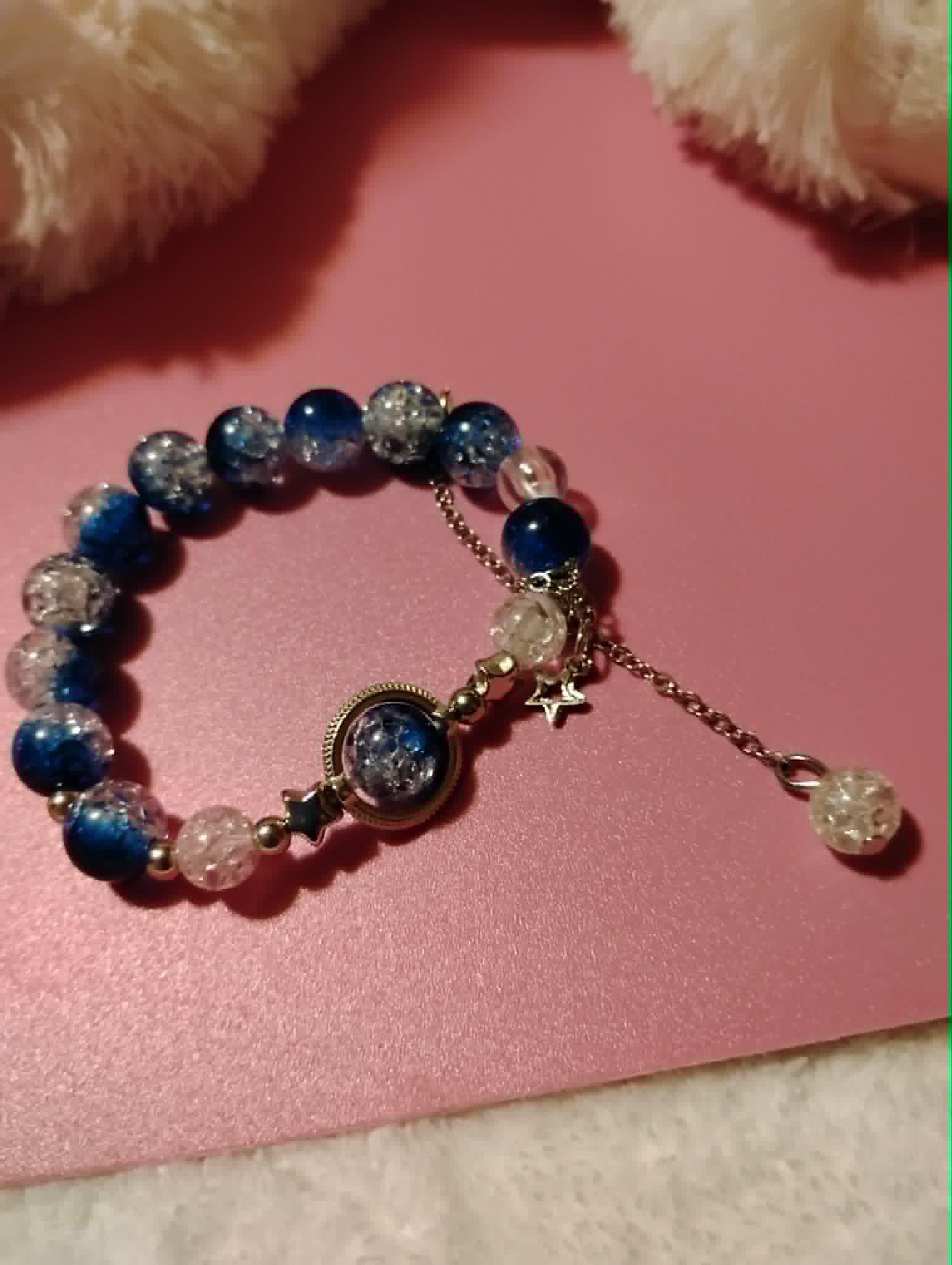 Children's Blue Crystal Beaded Bracelet