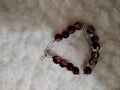 Children's Dark Red Beaded Bracelet with Angel Wing Silver Charm