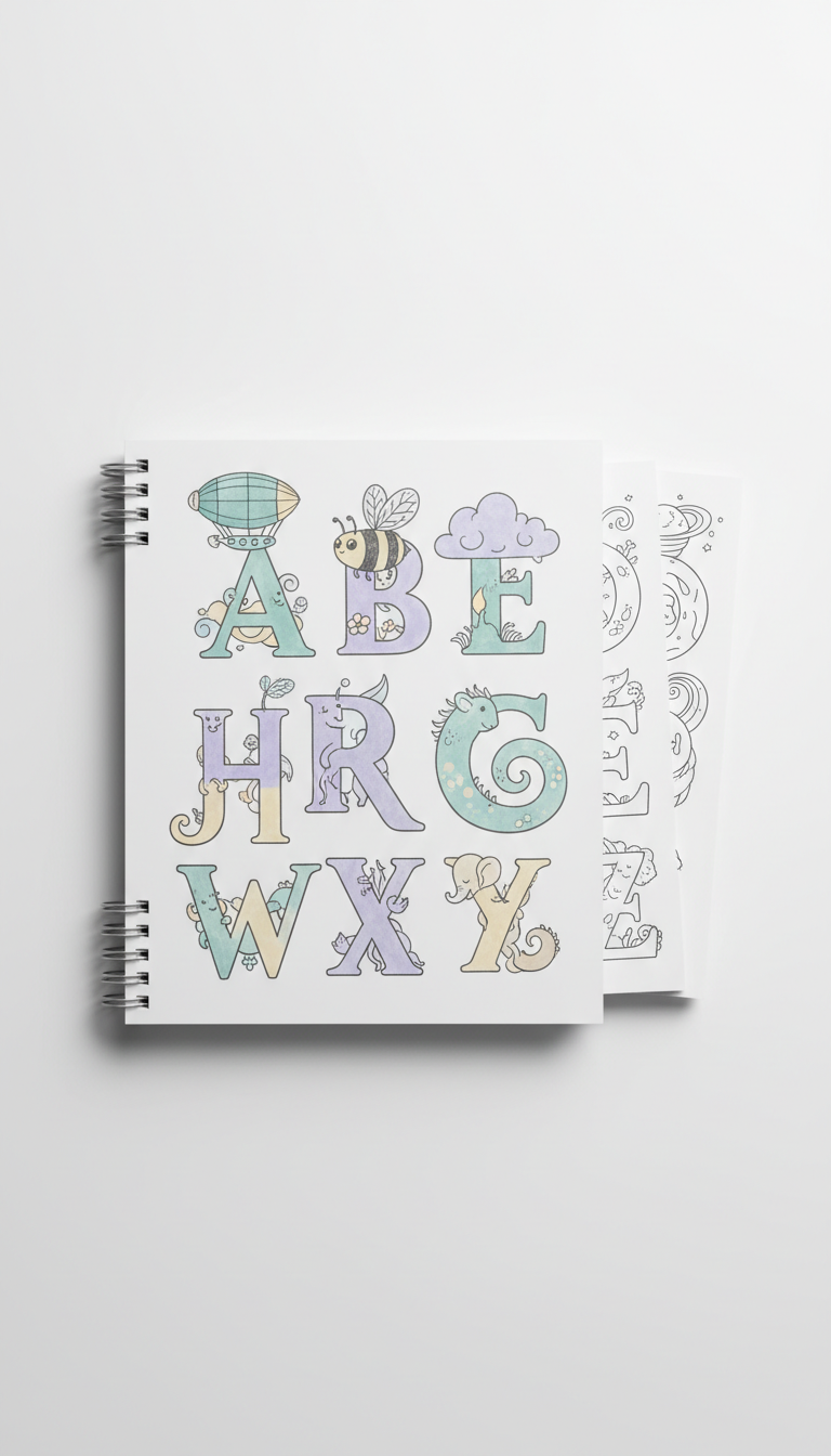 Alphabet Coloring Book in Soft Hues