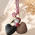 Hello Kitty PVC Keychain with Pink & Grey Fluffy Heart