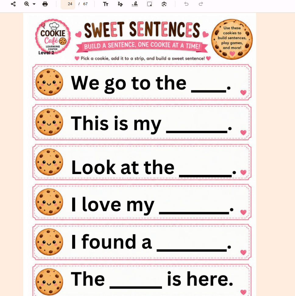 Cookie Cafe sight word activity page 3