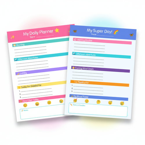 Children's Daily Planner Mockup