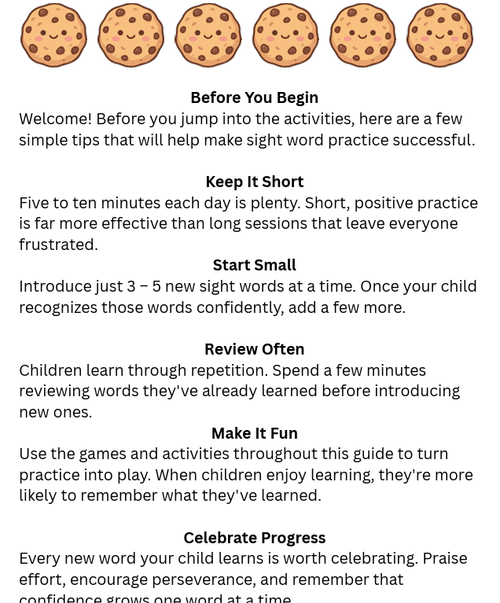 Official Sight Word Award Certificate - Cookie Cafe