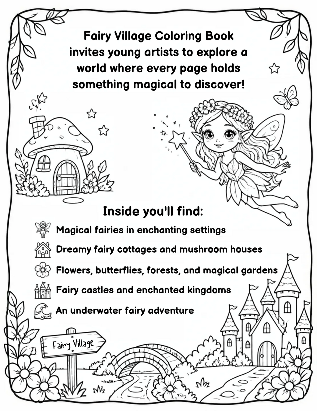 Welcome to Fairy Village Coloring Book