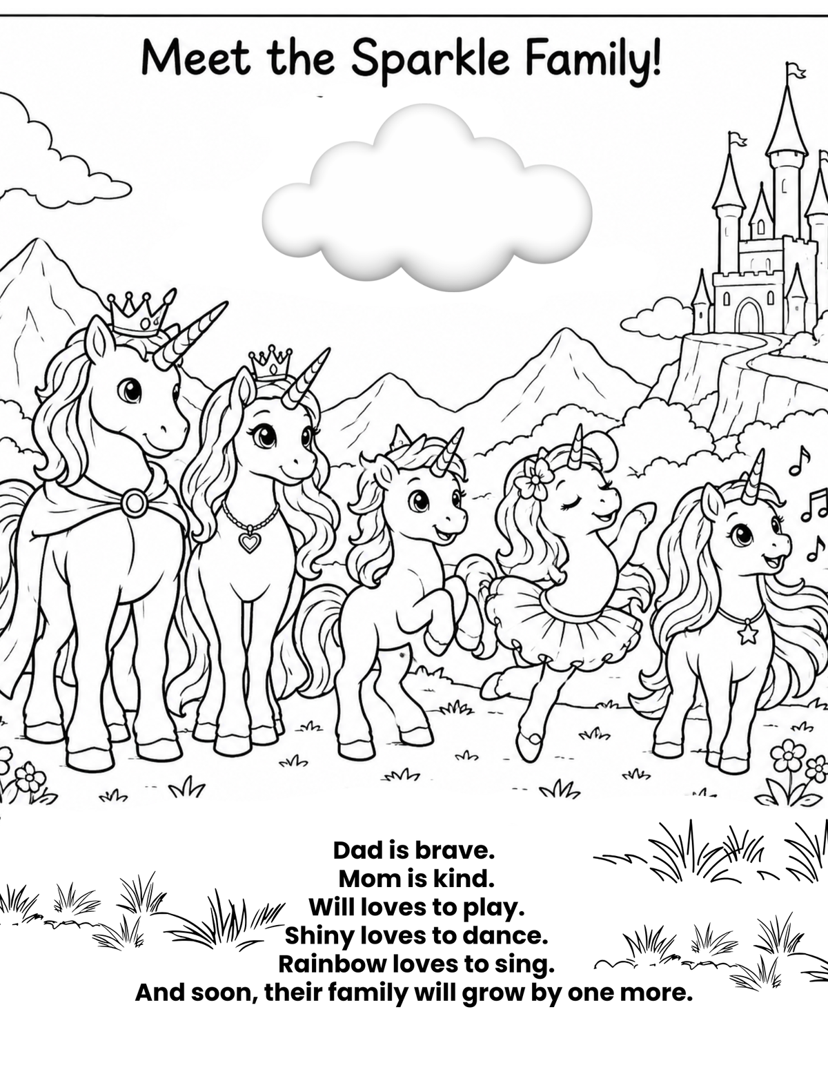 Whisper Doesn't Sparkle Coloring Book and Children's Story
