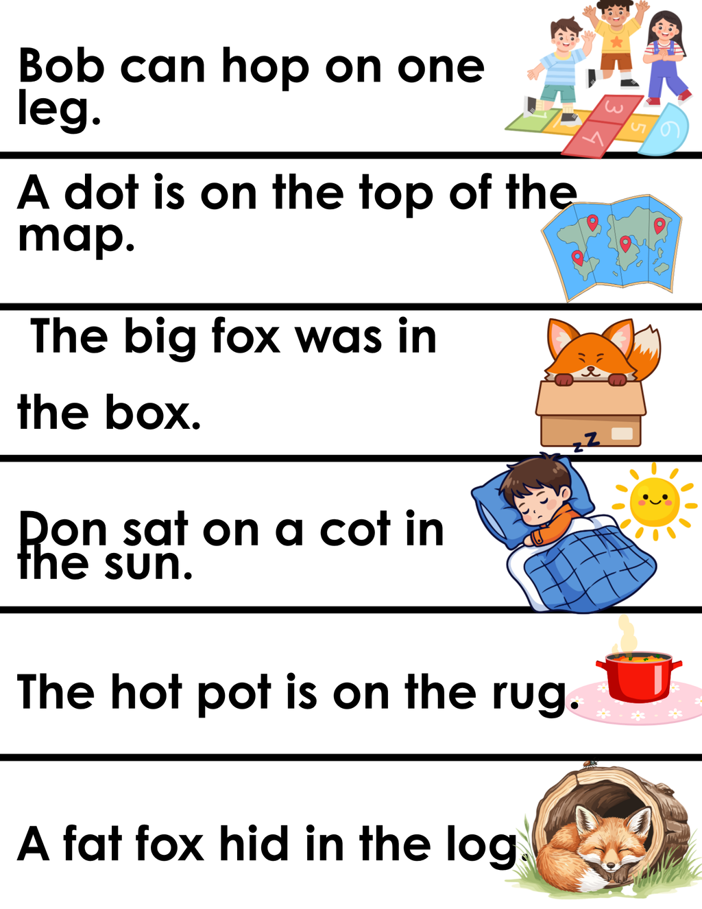 Short Vowel Sentence Strips