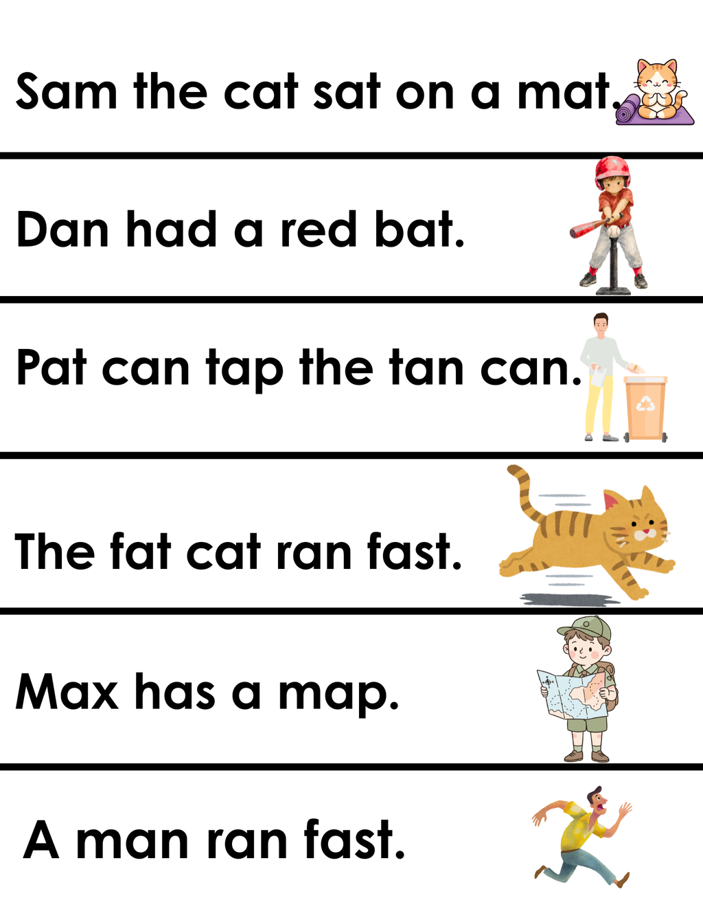 Short Vowel Sentence Strips