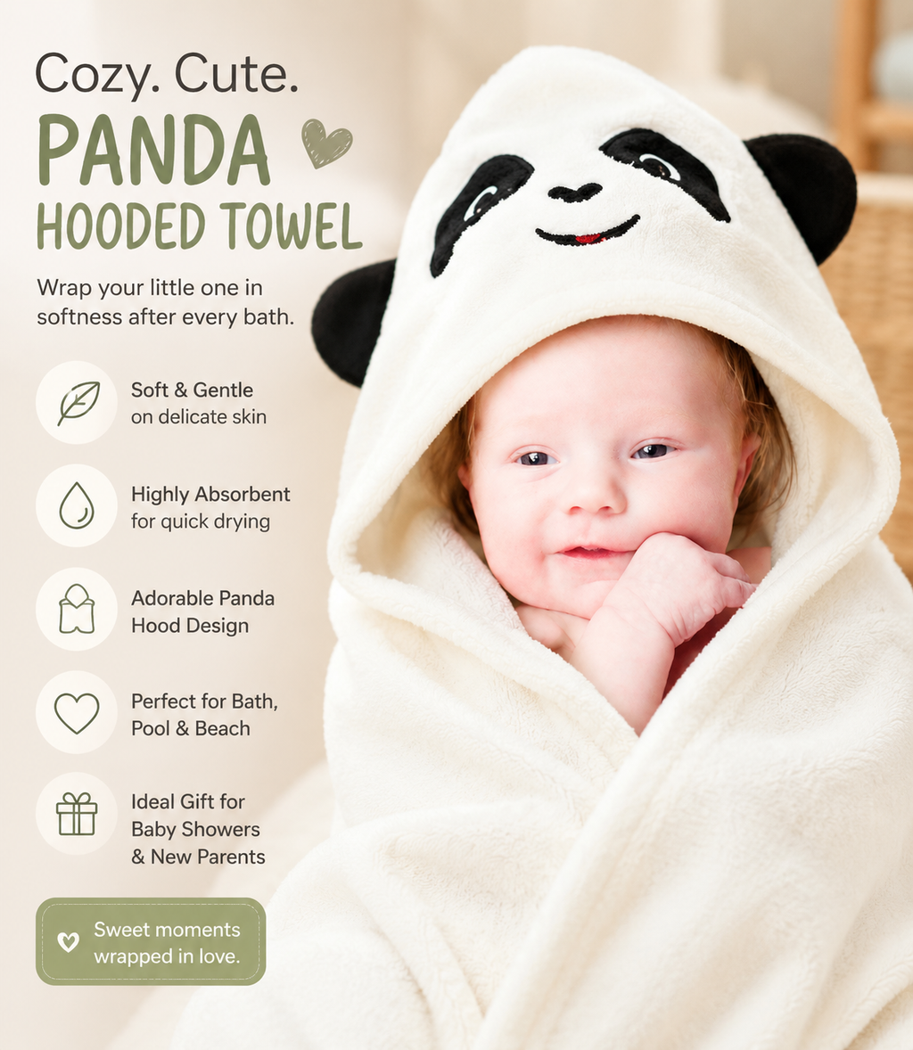 Infant Panda Hooded Towel