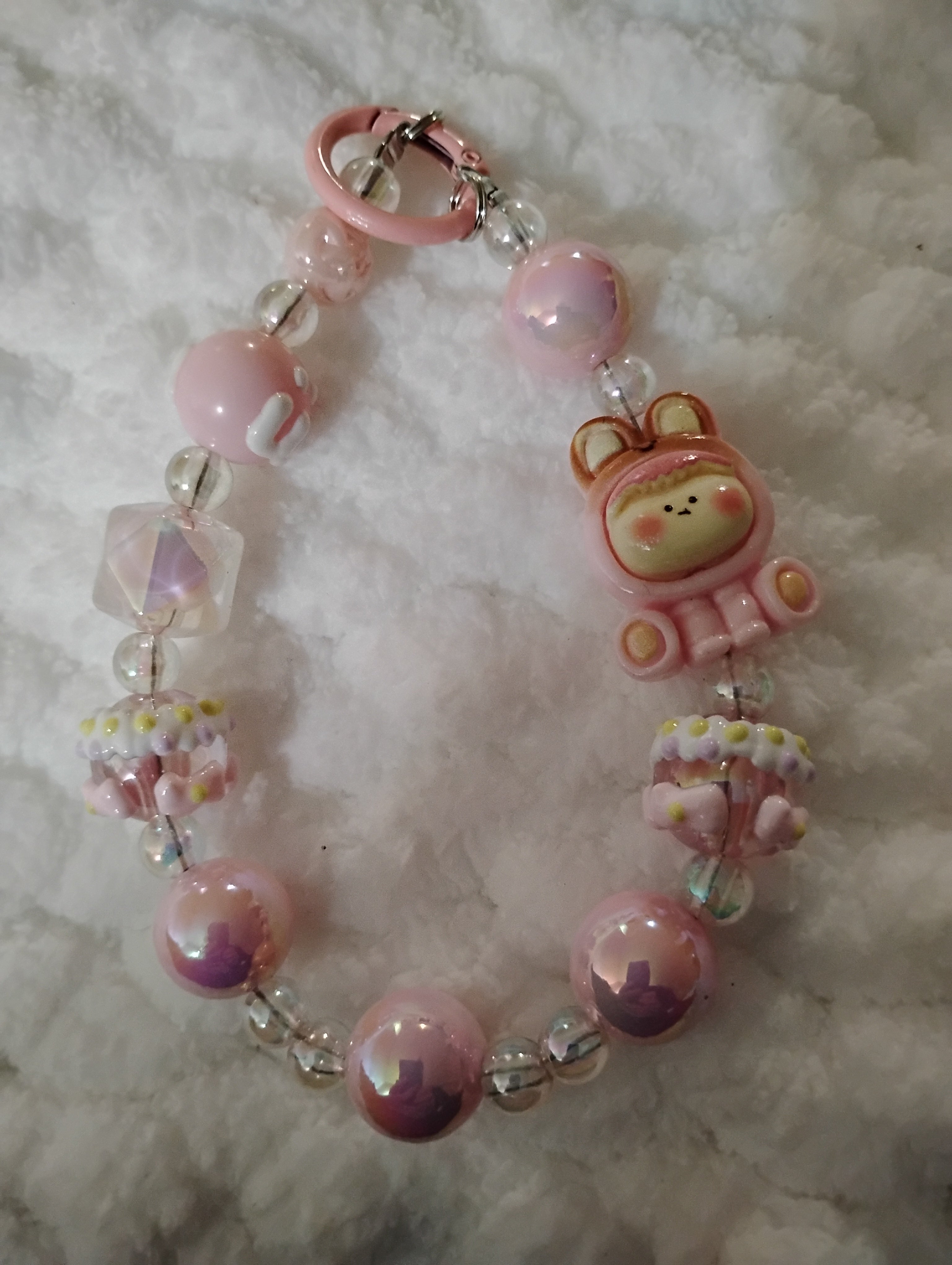 Pink Cute Sweets Beaded Phone Chain