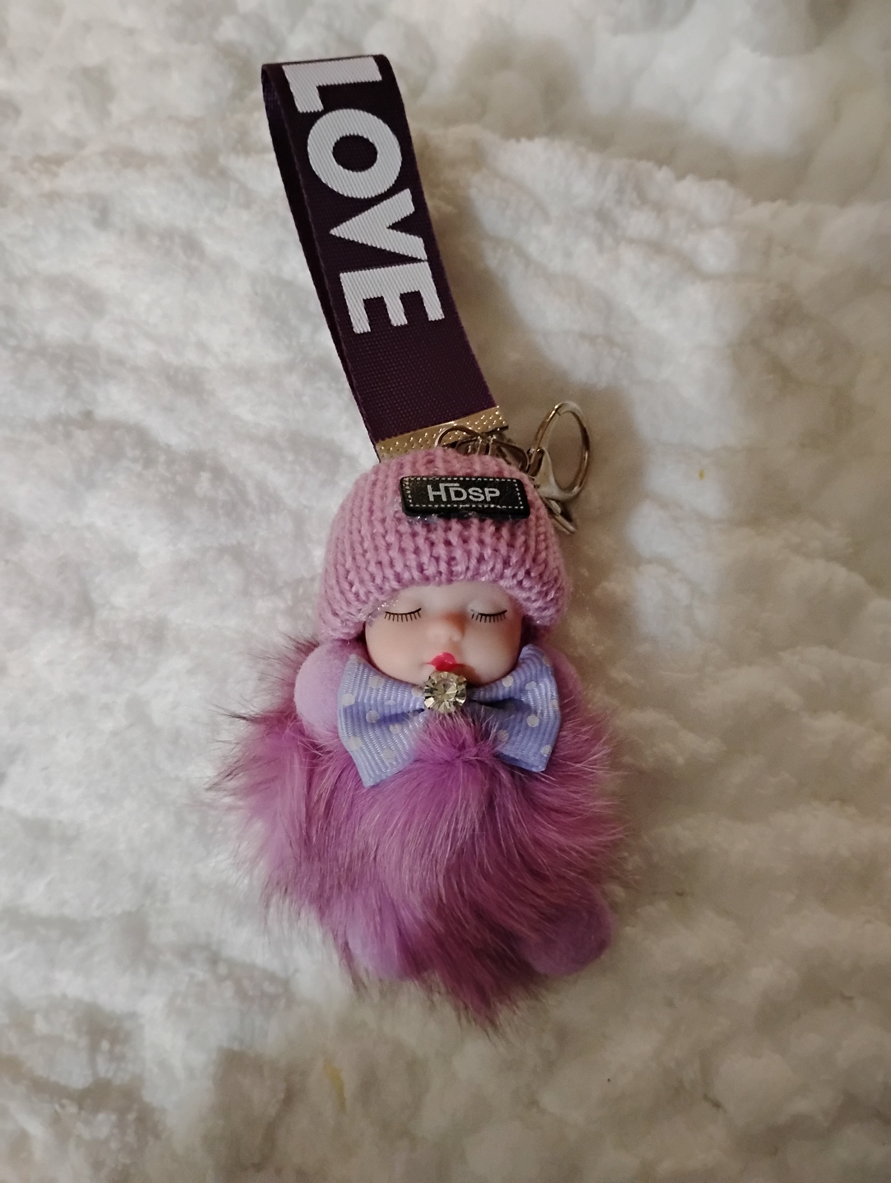 Precious Purple Fluffy Doll Keychain